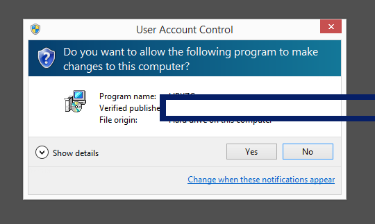 Screenshot where Open Source Developer, Mark Harmstone appears as the verified publisher in the UAC dialog